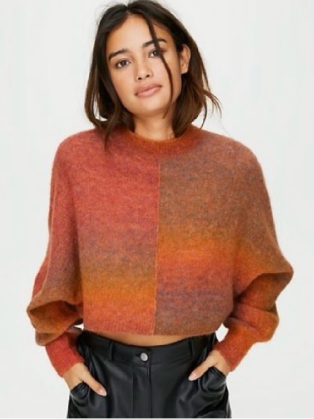 Aritzia Wilfred Cosmic Cropped Alpaca Wool Blend Sweater Size M